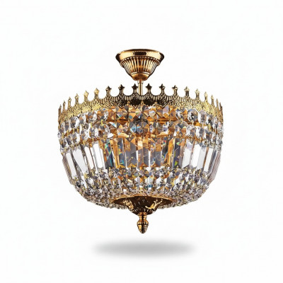 Krounliichter Plafongsliichter Luxus Gold Plafongslamp Lëster Kristall Konscht