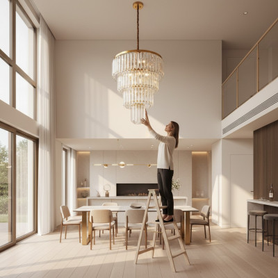 Plafongsliicht Plafongslüster Luxus Gold Kronlüster Lüster Kristall Art