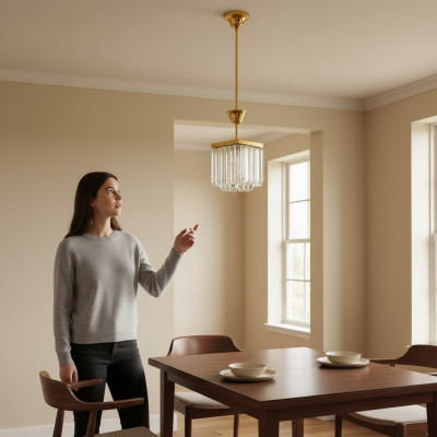 Ecklampe Plafongsliicht Luxus Gold Krouneliichter Krouneliicht Kristall Konscht