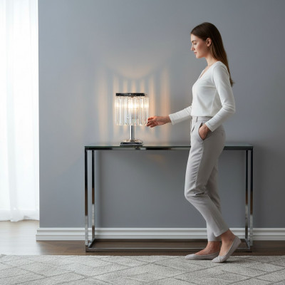 Dëschlampe Dëschluucht Lampe Luuchten Sëlwer Luuchten Dësch Kristall