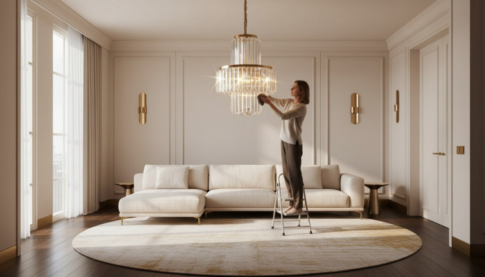 Plafongsliichter Luxus Gold Krouneliichter Plafongslampe Lüster Kristall Art