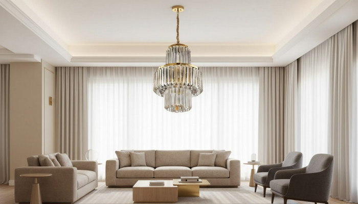 Plafongsliichter Luxus Gold Krouneliichter Plafongslampe Lüster Kristall Art