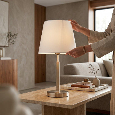 Dëschluucht Dëschlamp Lamp Luuchten Modern Wäiss Lampe Dësch Metall