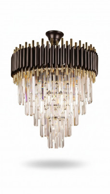 Luxuskrounluucht Plafongsliichter Gold Plafongslamp Lüster Kristall Rond.