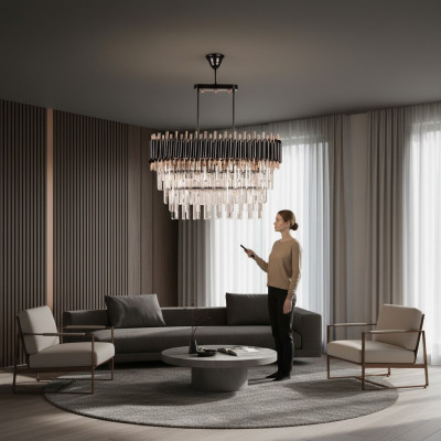 Kréinluuchten Plafongsliichter Luxus Gro Plafongslamp Lüster Kristall