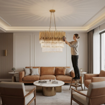 Luucht Plafongsliicht Krounluucht Plafongluucht Luxus Gold Lüster Kristall
