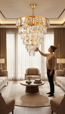 Plafongslüchter Krounelüchter Luxus Gold Plafongsbeliichtung Luster Kristall Luucht
