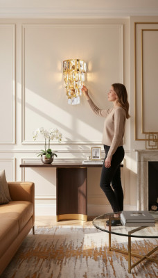 Wandlampe Wandlamp Wandluuchten Lüster Wandluuchten Kristall Gold