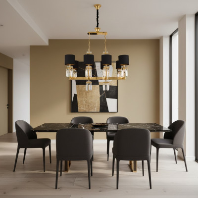 Plafongsliichter Krouneliicht Gold Plafongluucht Lustre Kristall Schwaarz