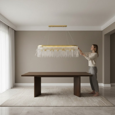 Iessdësch Luucht Plafongsliicht Kräizzenter Plafongsliichter Luxus Gold Lüster Glas