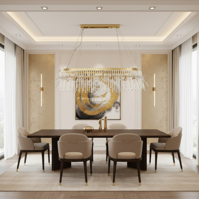 Iessdësch Luucht Plafongsliicht Kräizzenter Plafongsliichter Luxus Gold Lüster Glas