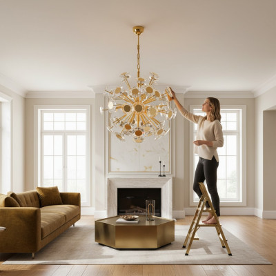 Lüster Kronleuchter Plafongsleuchter Gold Plafongslampe Kristall Modern