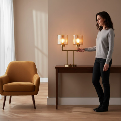 Dëschtluucht Dëschtlampe Luucht Luuchten Modern Gold Lampen Dësch Glas