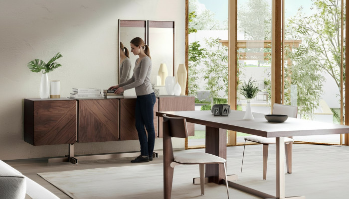 Iesszëmmer Iessdësch Grupp Still Säitenschaf 8tlg Holz Dësch Braun Iessgrupp