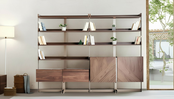 Modernen Vitrine Wunnzëmmer Miwwel Regal Standregal Echt Holz Miwwel Braun Regaler