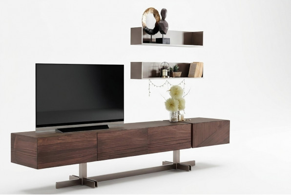 Luxuriéisen TV-Schaf am modernen Stil aus strapazéierbaren Holz.
