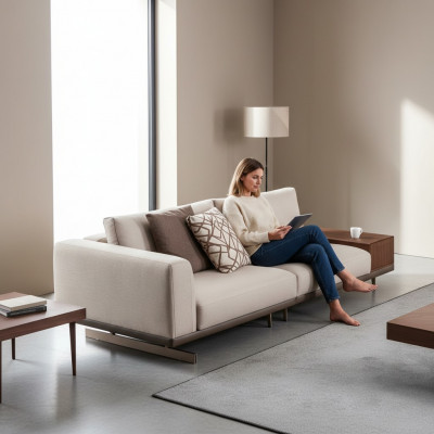 Dräisëtzer Sofa 3 Sëtzer Stoff Sofas Gro Modern Dësch Wunnzëmmer Couch