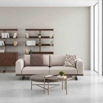 Modern dräisëtzer Stoffséi Luxus Couch Miwwelen Textil Wunnzëmmermiwwelen