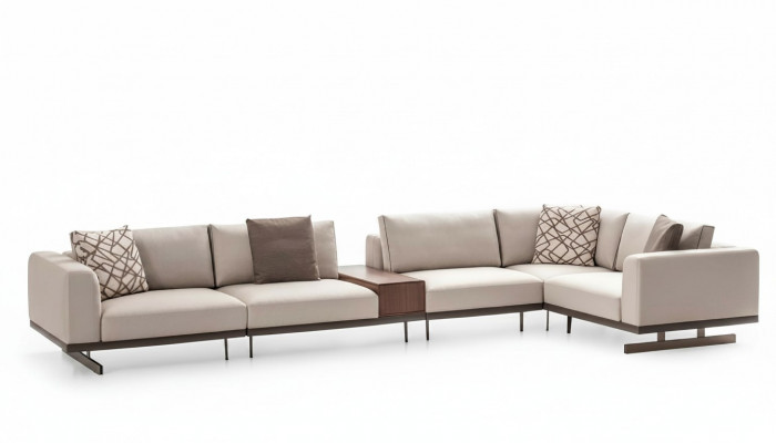 Grousst Ecksofa Stoffmiwwelen L-Form Couchen Sofas Beige Wunnzëmmermiwwelen