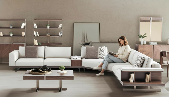 Stoffcanapé Eckcanapé L-Form Canapé Stoff Canapéen Gro Modern Miwwelen Canapéen