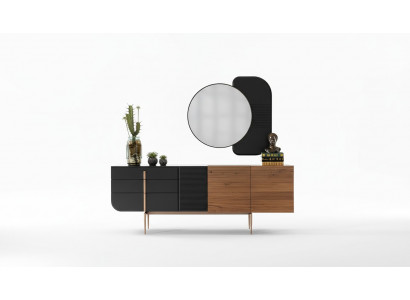 Iessdësch Iessgrupp Iesszëmmer Still Sideboard Set 7tlg Marmer Schwaarz