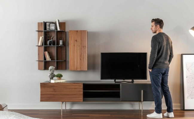RTV Lowboard Fernseherständer Regal Sideboard Holz Modern Braun Wunnzëmmer