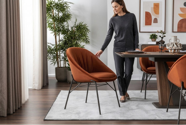 Garnitur Iesszëmmerstull Kichenstull Lenstull Still 6tlg Stoff Orange