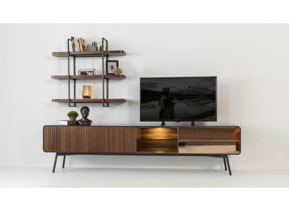 rtv Lowboard Fernsehstänner Regal Säitendësch Wunnzëmmer Holz brong Modern