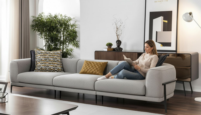 Dreisëtzer Canapé 3 Sëtzer Stoffcanapé Canapéë Modern Gro Stoff Couch Nei