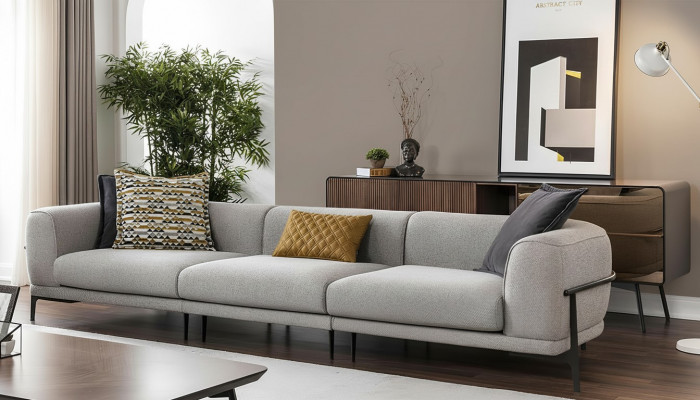 Dreisëtzer Canapé 3 Sëtzer Stoffcanapé Canapéë Modern Gro Stoff Couch Nei