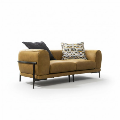 Modern Zweesëtzeger Sofa 2 Sëtz Sofas Modern Giel Konschtlieder Couch Design