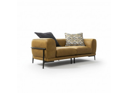 Modern Zweesëtzeger Sofa 2 Sëtz Sofas Modern Giel Konschtlieder Couch Design