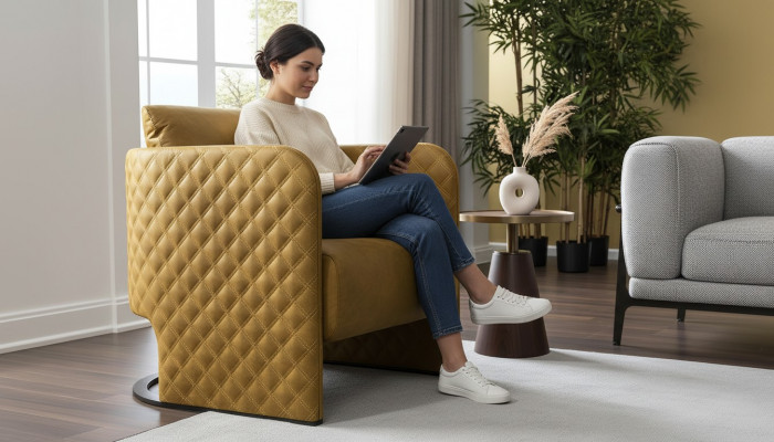 Fotell Ouerfotell Cocktailfotell Sëtz Modern Konschtlieder Giel Design