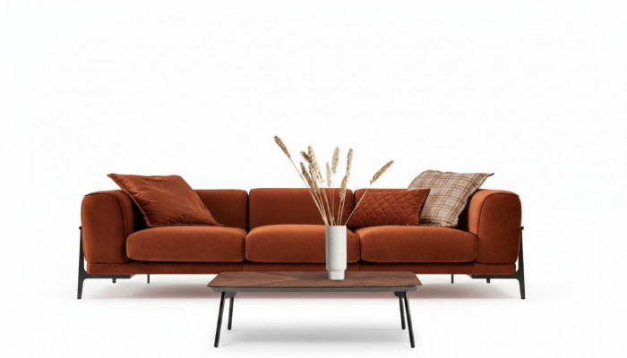 Dreisëtzer Canapé 3 Sëtzer Stoffsopha Sofas Modern Rout Stoff Couch Orange