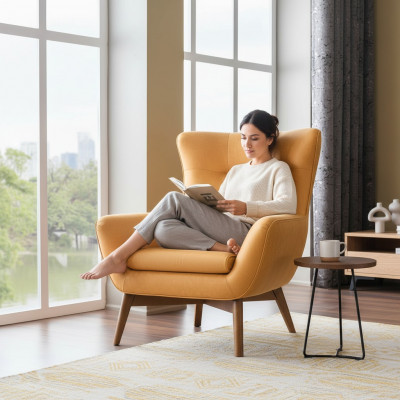 Fotell Ouerfotell Cocktailfotell Sëtzer Modern Design Konschtlieder Giel