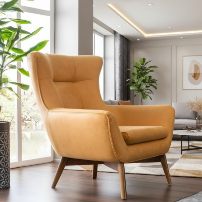 Fotell Ouerfotell Cocktailfotell Sëtzer Modern Design Konschtlieder Giel