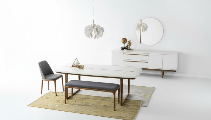 Iessdësch-Eck Iessgrupp Iesszëmmer Iessdësch Still Sideboard 10-Deel Holz Wäiss