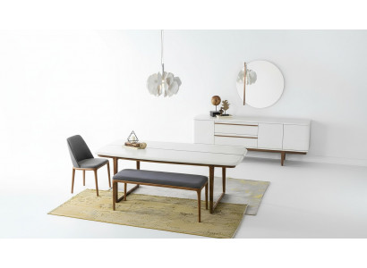 Iessdësch-Eck Iessgrupp Iesszëmmer Iessdësch Still Sideboard 10-Deel Holz Wäiss