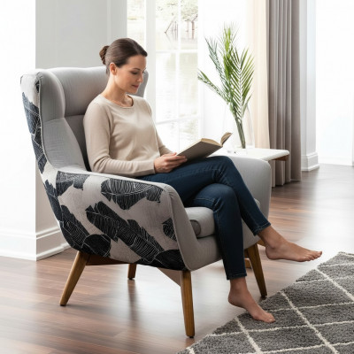 Fauteuil Clubfauteuil Cocktailsessel Polstersëtz Modern Design Griich Stoff Sëtz