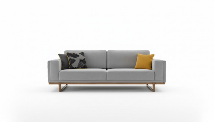 Dräisëtzer Sofa 3 Sëtzer Stoffsoda Sofas Modern Grau Stoff Couch Nei