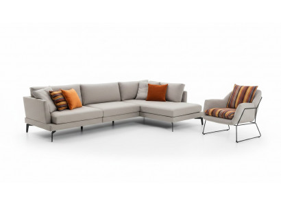 Canapé-Set L-Form Couch Aussiessel Gro Sofa Modern Miwwel Ecks-Canapé Set Nei