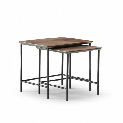 Luxus Säitentëscher Kaffisdësch Modern Holz Dëscheset Komplett Set Braun Nei