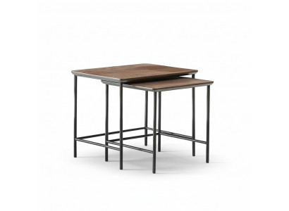 Luxus Säitentëscher Kaffisdësch Modern Holz Dëscheset Komplett Set Braun Nei