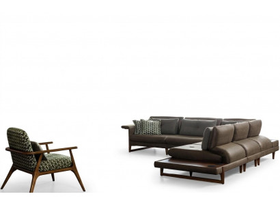 Wunnzëmmer Set Luxus Miwwelen L-Form Sofa Fautteuil Textil Miwwelen Set Nei