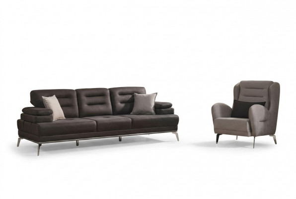 Sofagarnitur 3+1 Sëtzer Garnituren Sofa Fauteuil Stoff Schwaarz Modern Set