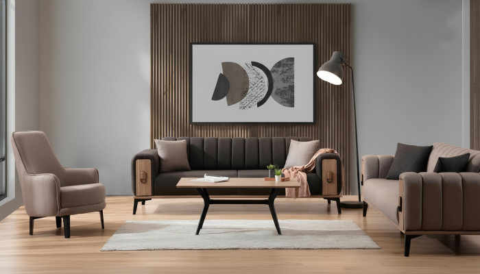 Modern Couchgarnitur Dräisëtzer Fauteuil Stoffgarnitur Luxus Canapéën Miwwelen