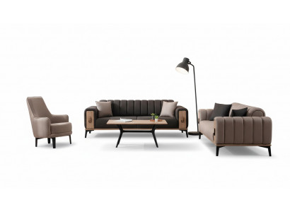 Modern Couchgarnitur Dräisëtzer Fauteuil Stoffgarnitur Luxus Canapéën Miwwelen