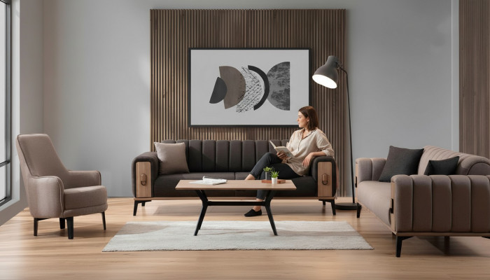 Brong Sofa Garnitur Drësëtzer Eensëtzer Sessel Polstermöbel Stoffsofa