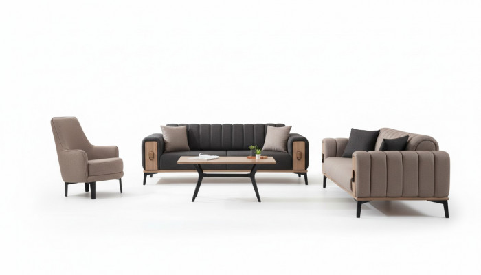 Brong Sofa Garnitur Drësëtzer Eensëtzer Sessel Polstermöbel Stoffsofa