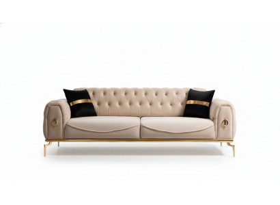 Modern Chesterfield Canapé Drësëtz Stoffmiwwel Edelstolmiwwel Couch